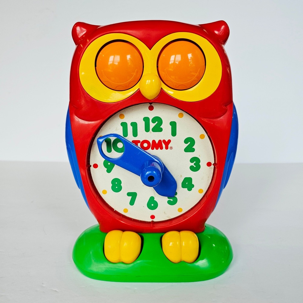 Vintage 1990 Tomy Owl Teaching Clock Preschool Educational Toy Retro 90s